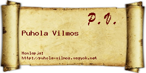 Puhola Vilmos névjegykártya